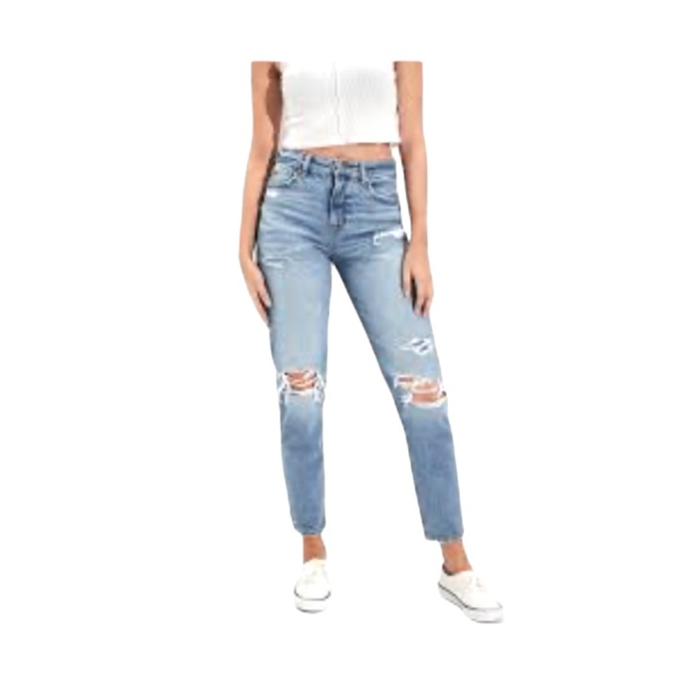 American Eagle Comfort Stretch Ripped Distressed Mom Jeans NEW